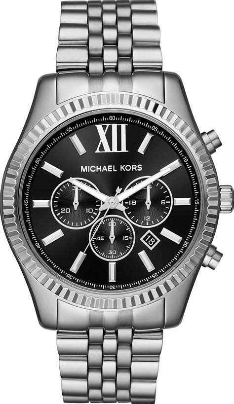 michael kors men's silver watch with blue dial|Oversized Lexington Silver.